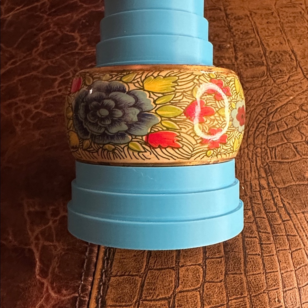 Vintage Brass Enameled Bracelet - Picture 2 of 5